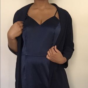 Lulus Navy Blue Satin Jumpsuit